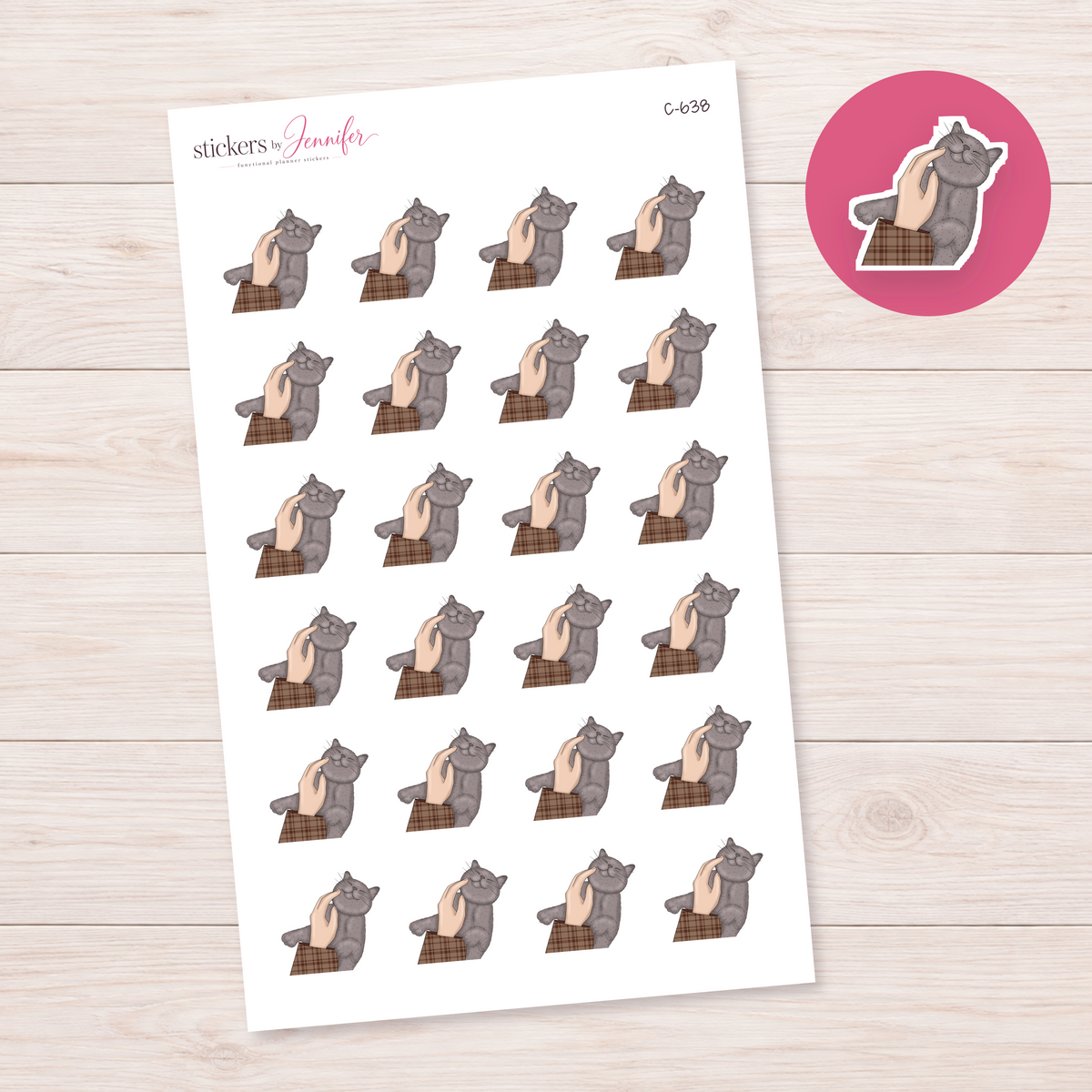 Petting a Gray Cat Planner Stickers | C-638
