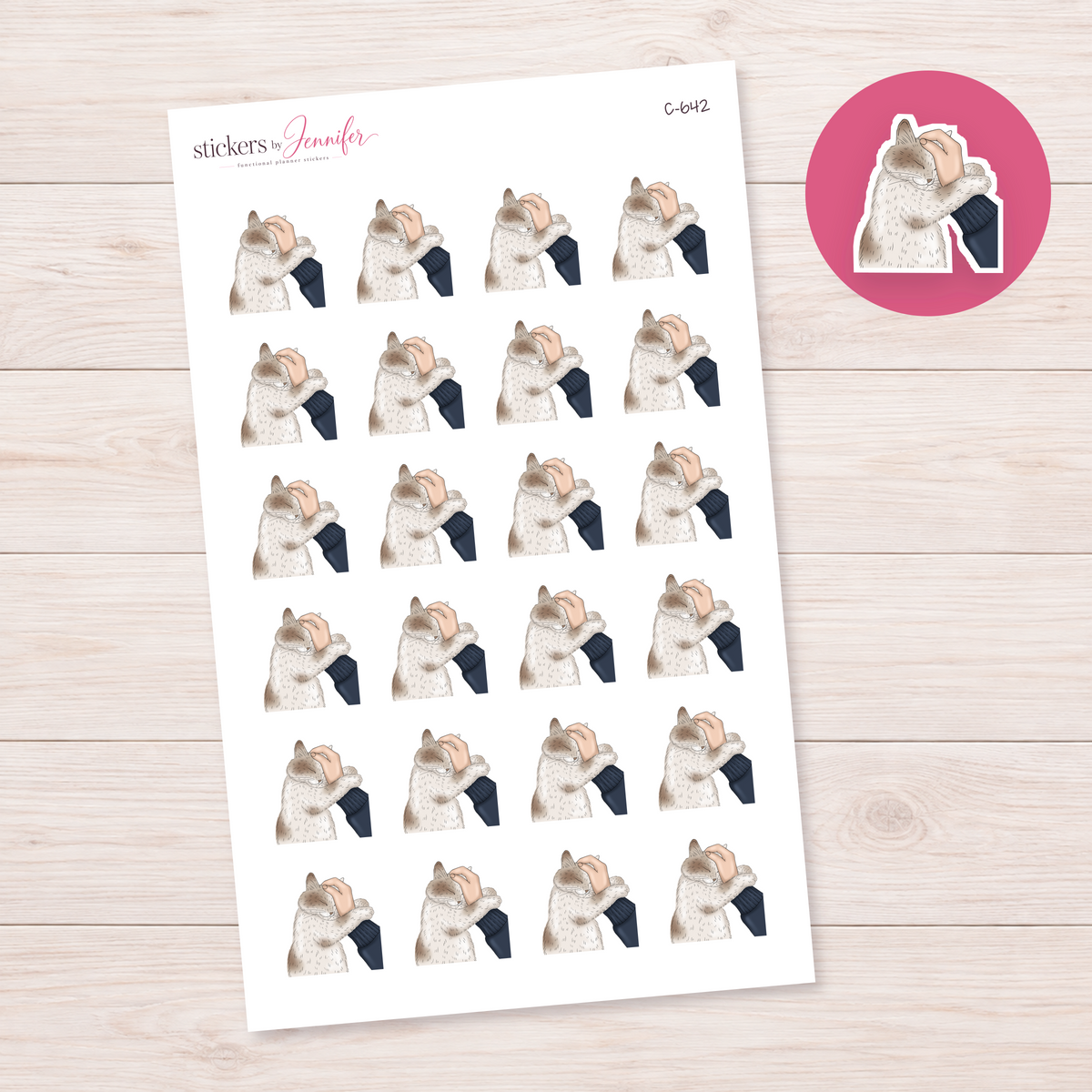 Petting a Spotted Cat Planner Stickers | C-642