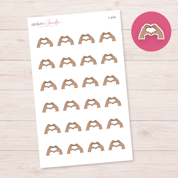 Heart-Shaped Hands — Tan Skin Planner Stickers | C-643