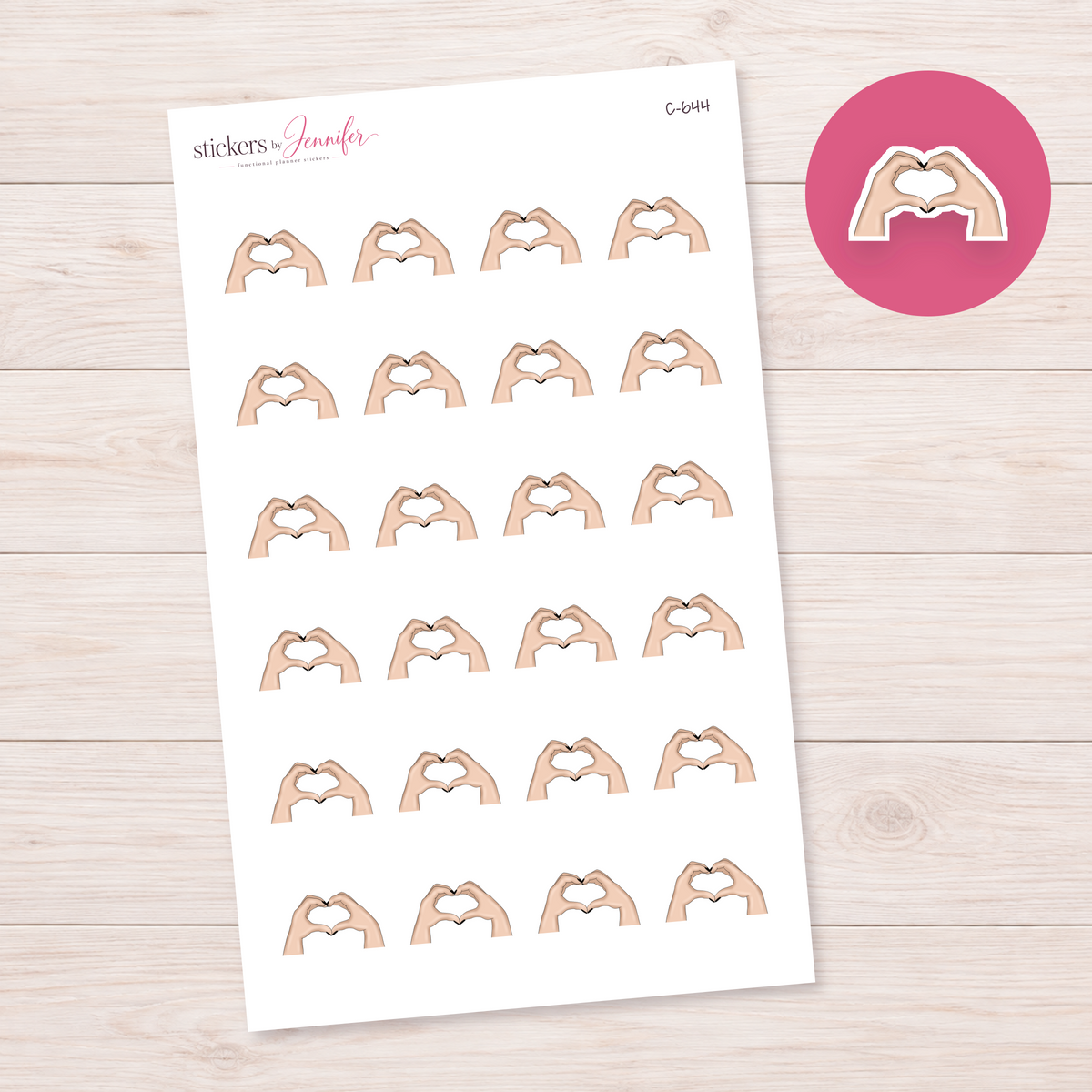 Heart-Shaped Hands — Light Skin Planner Stickers | C-644