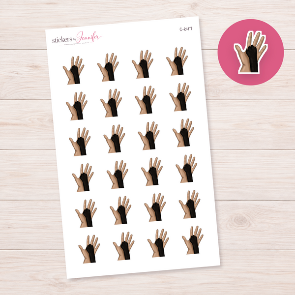 Paw in Hand — Black Paw and Tan Skin Planner Stickers | C-647