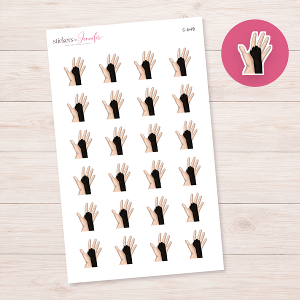 Paw in Hand — Black Paw and Light Skin Planner Stickers | C-648