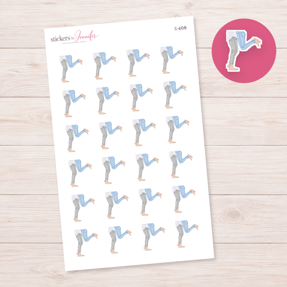 Couple Embrace in Jeans Planner Stickers | C-658