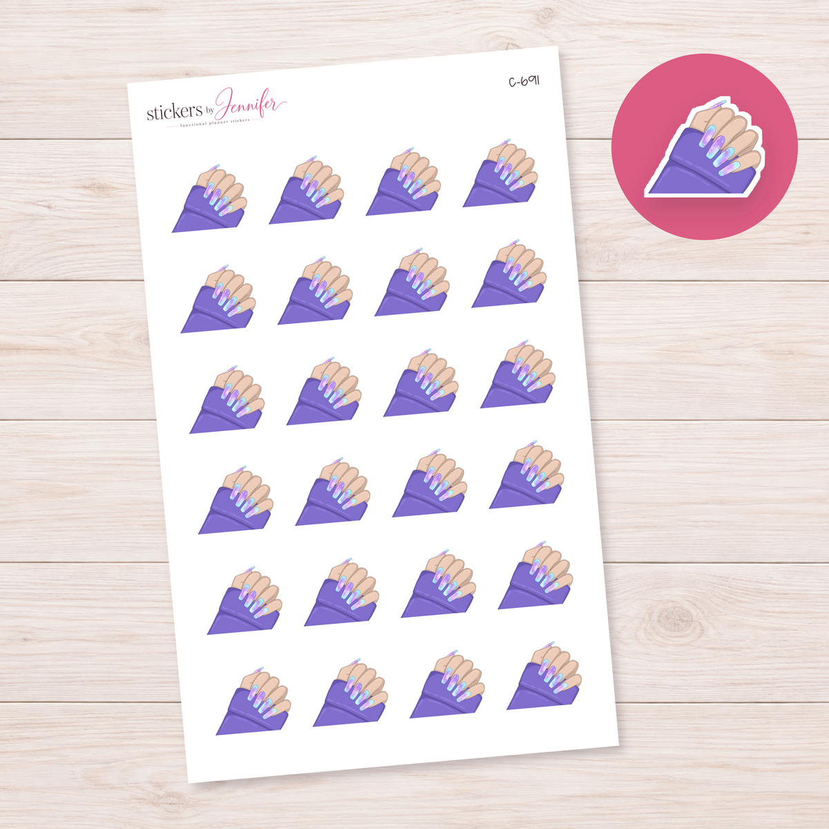 Pastel Galaxy Manicure — Light Skin Planner Stickers | C-691
