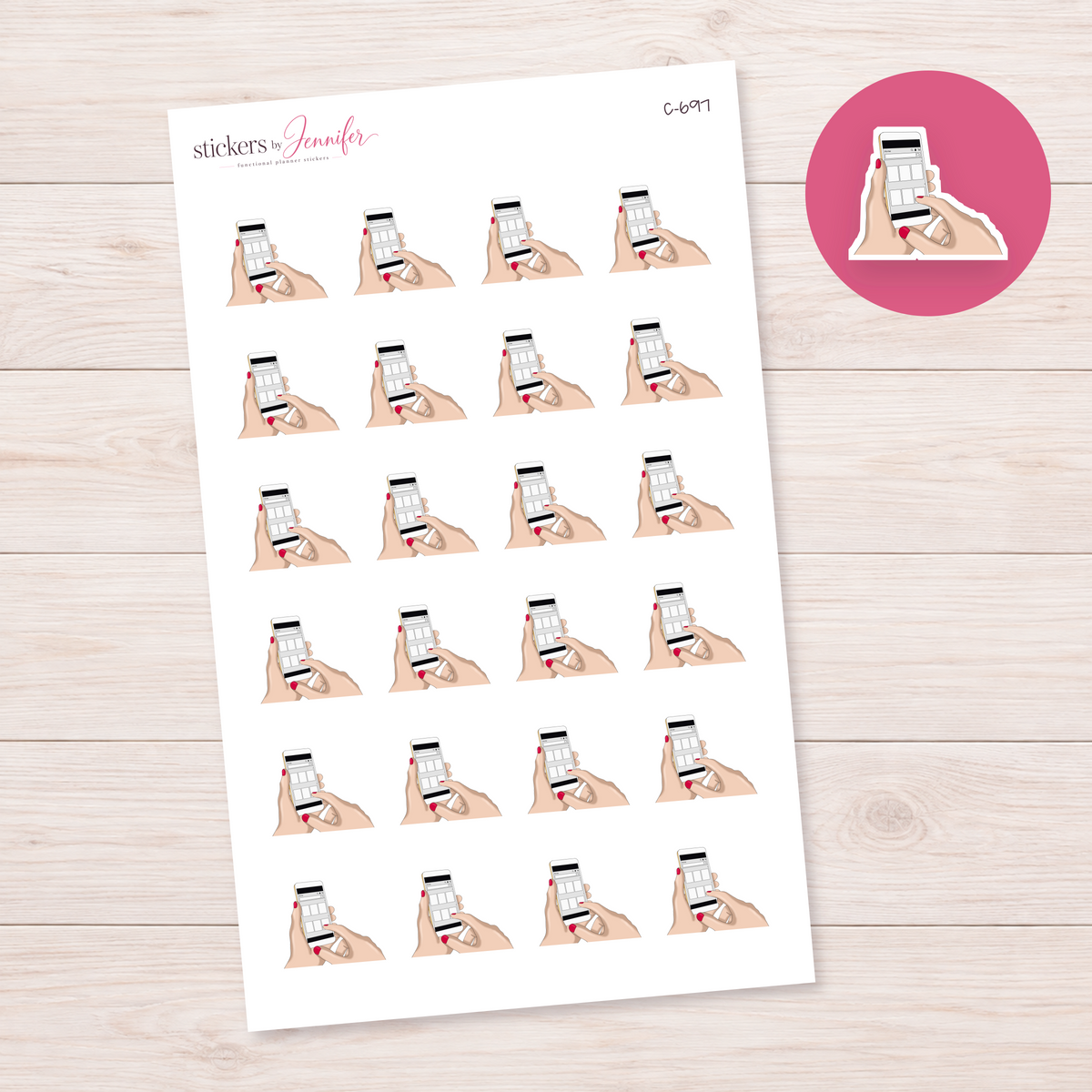 Shopping on Phone Planner Stickers | C-697