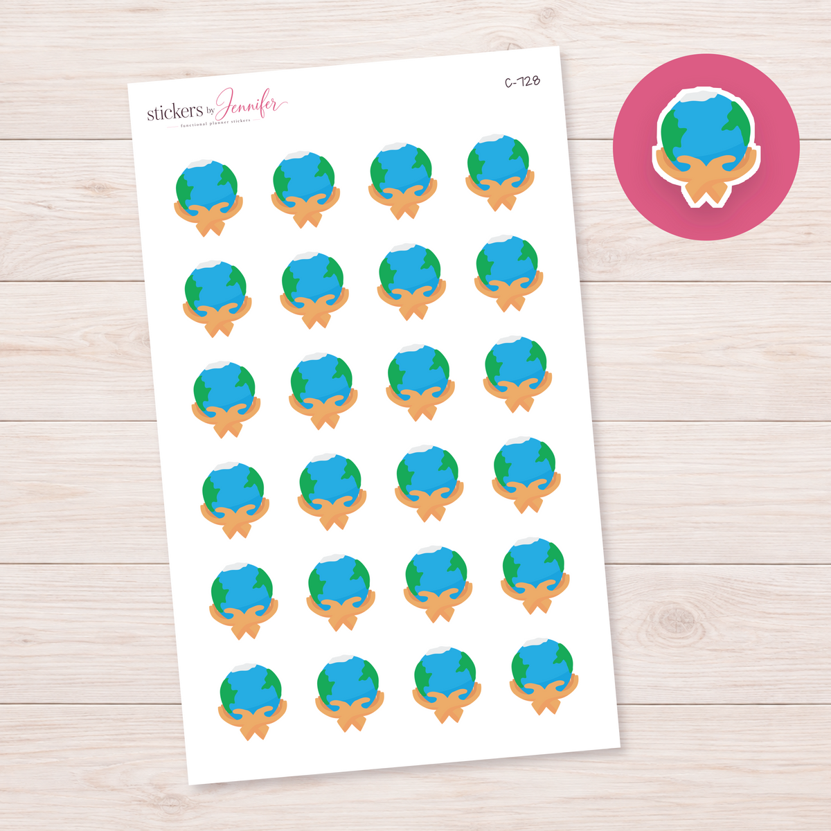 World in Hands Planner Stickers | C-728