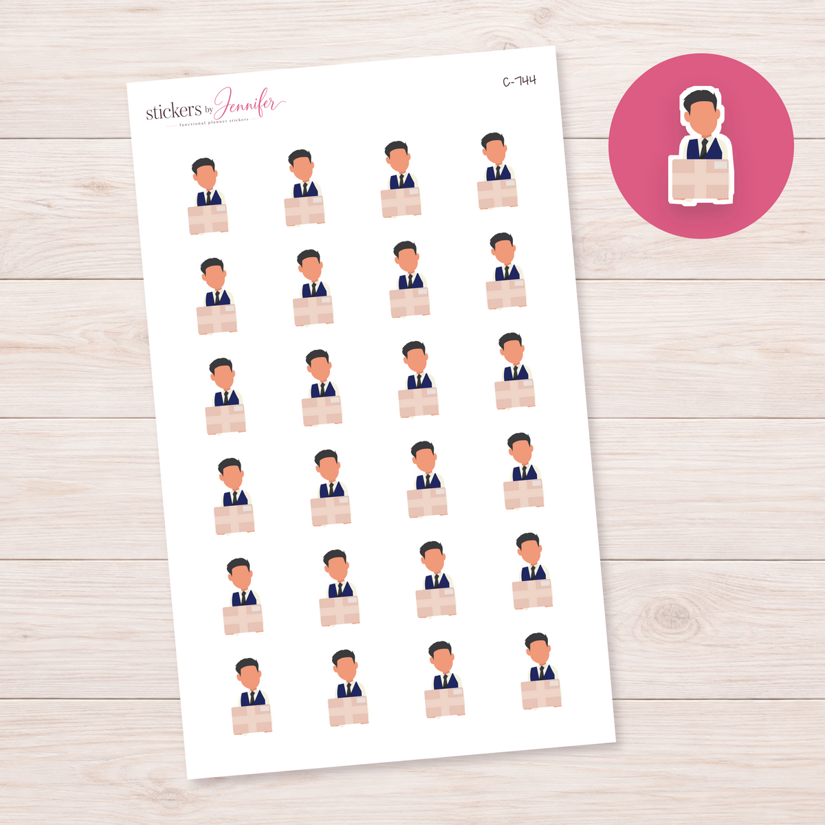 Character Carrying a Box Planner Stickers | C-744