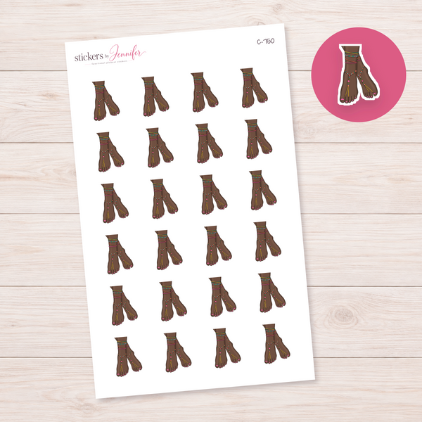 Colorful Anklets and Pink Pedicure — Brown Skin Planner Stickers | C-750
