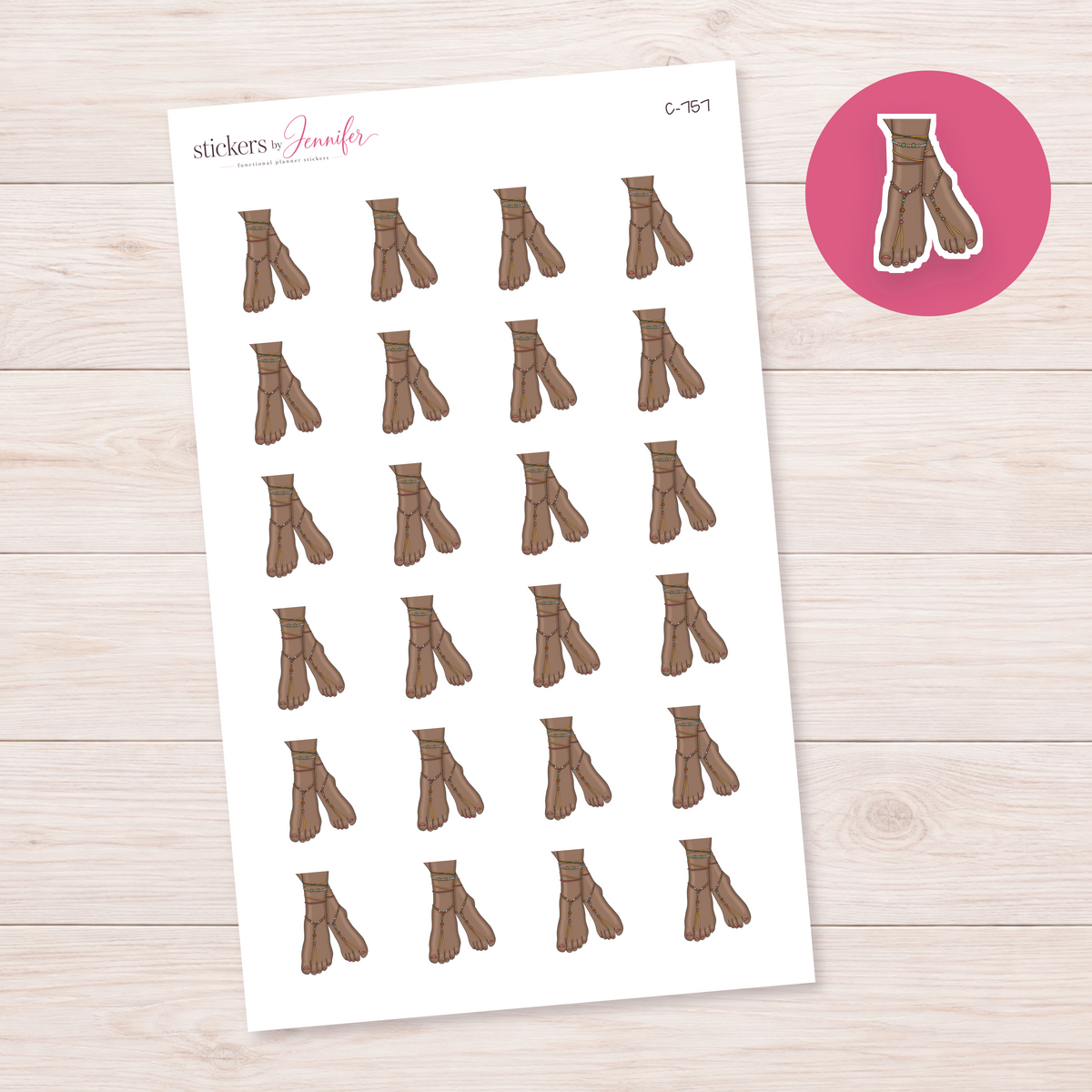 Golden Barefoot Jewelry Planner Stickers | C-757