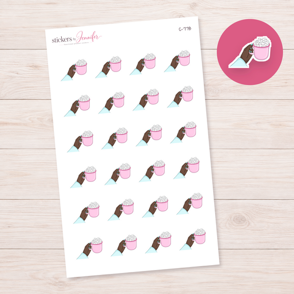 Pink Marshmallow Cocoa Mug — Deep Brown Skin Planner Stickers | C-778