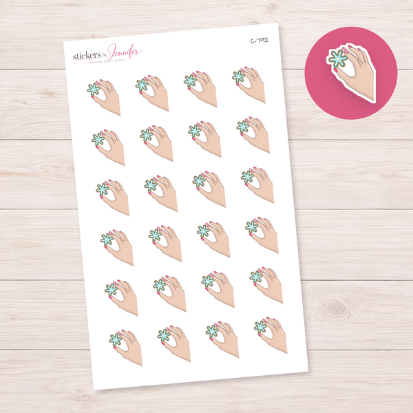 Snowflake Cookie in Hand — Light Skin Planner Stickers | C-792