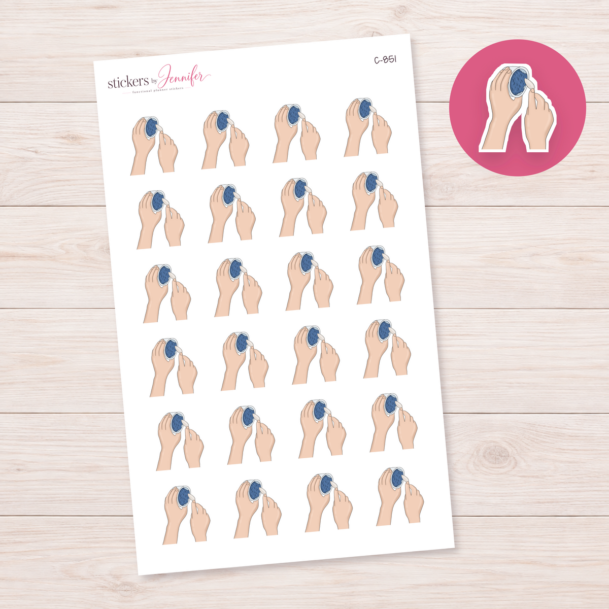Blue Bowl and Spoon — Light Skin Planner Stickers | C-851