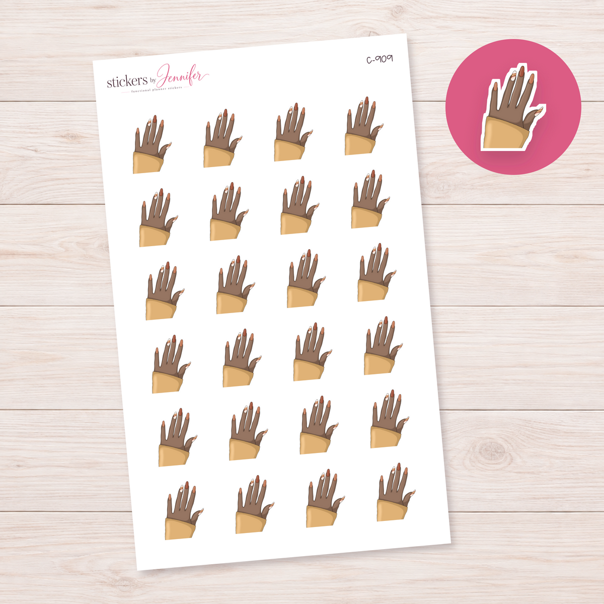 Neutral Manicure and Mustard Sleeve Planner Stickers | C-909