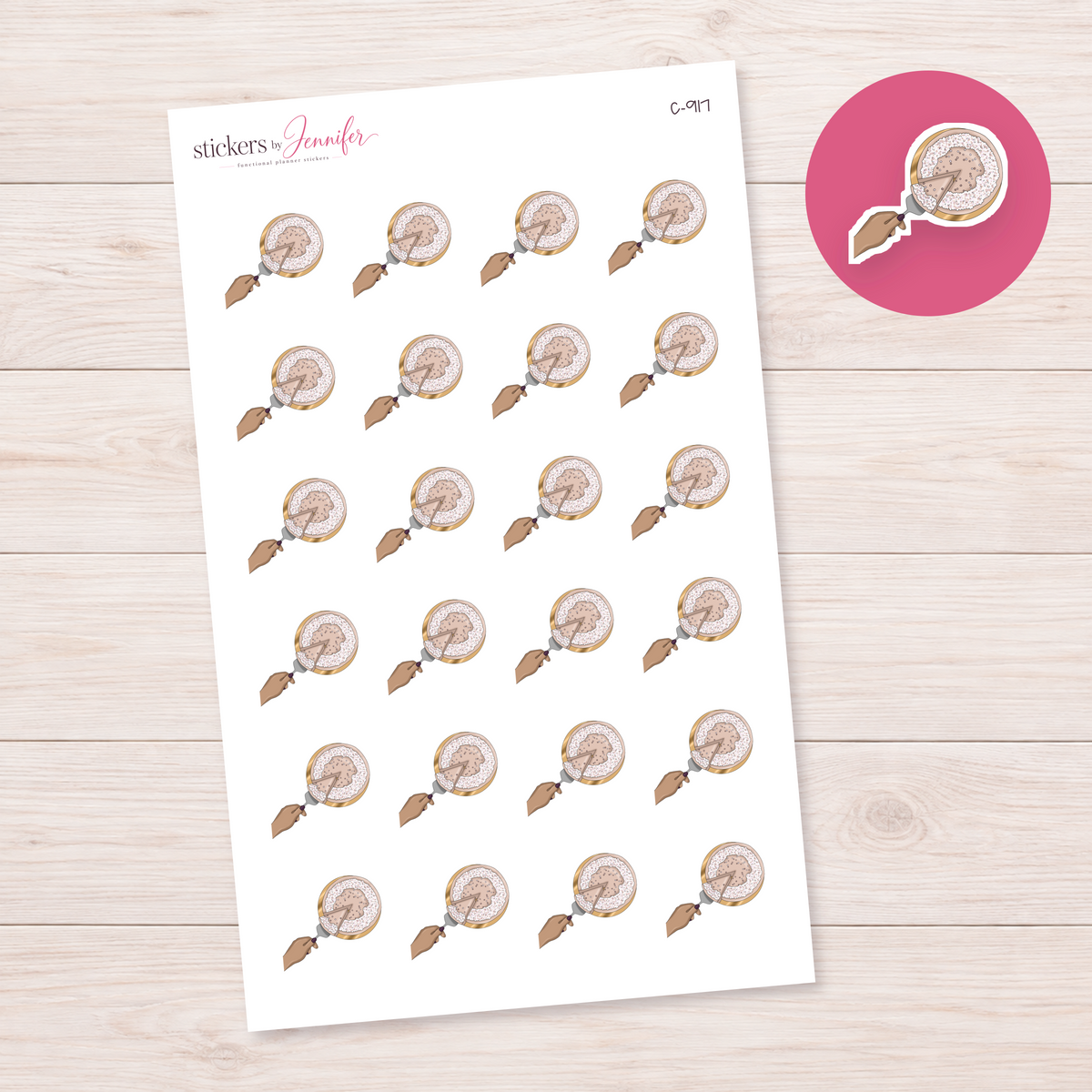 Cutting a Pie — Tan Skin Planner Stickers | C-917