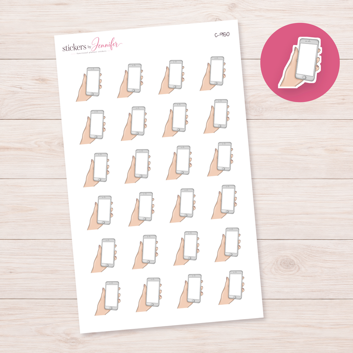 Phone in Hand Planner Stickers | C-950