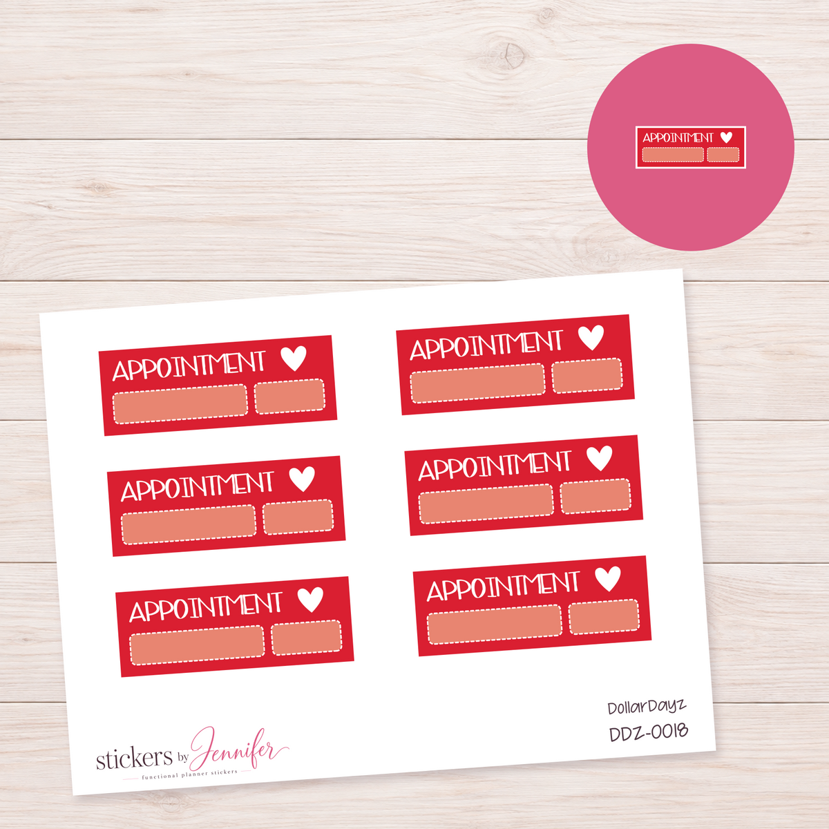 Red Appointment Label Planner Stickers | Dollar Dayz | DDZ-0018