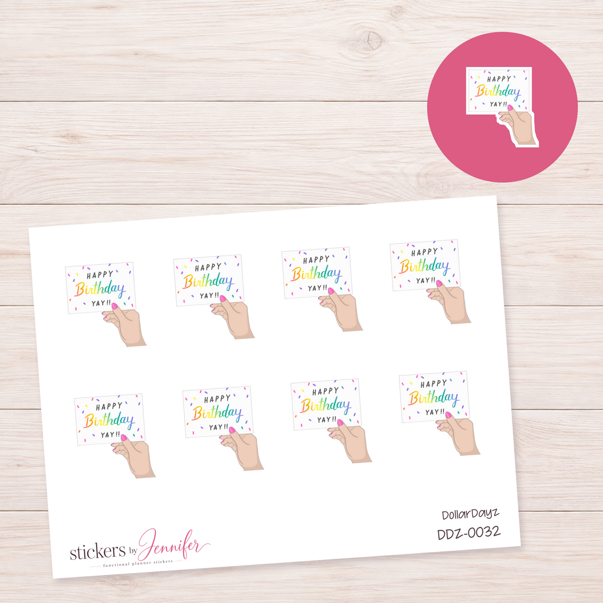 Happy Birthday Card Planner Stickers | DDZ-0032