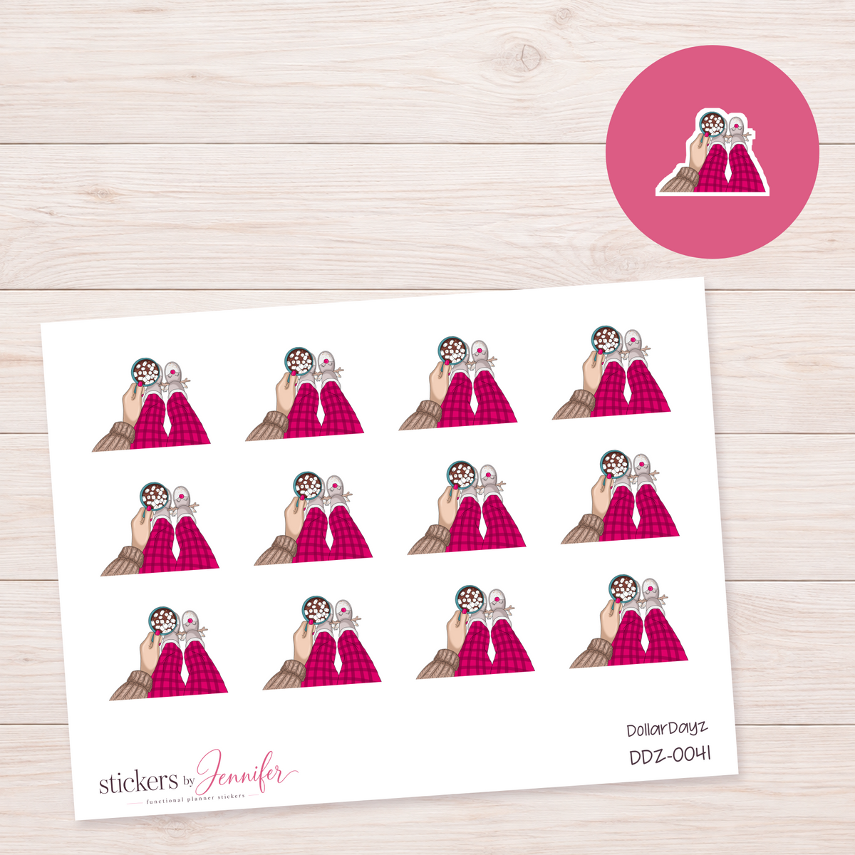 Hot Cocoa & Christmas Pajamas Planner Stickers | DDZ-0041