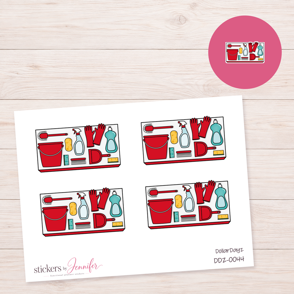 Red Cleaning Supplies Planner Stickers | DDZ-0044