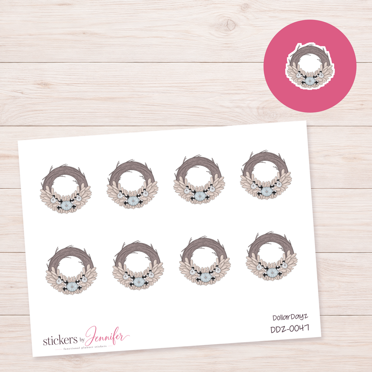 Autumn Wreath Planner Stickers | DDZ-0047