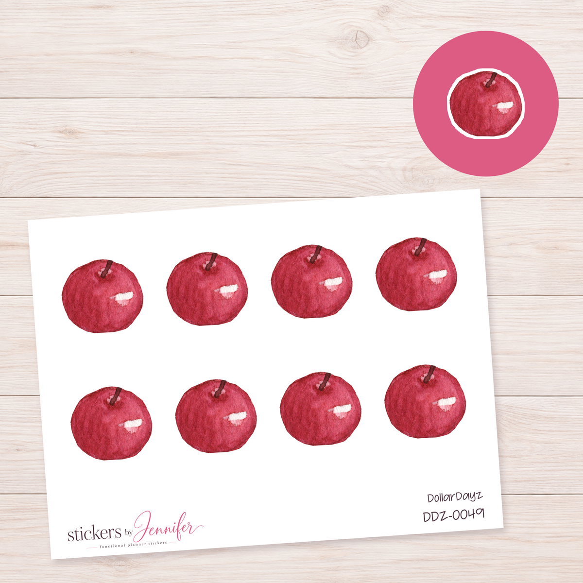 Red Apple Planner Stickers | DDZ-0049