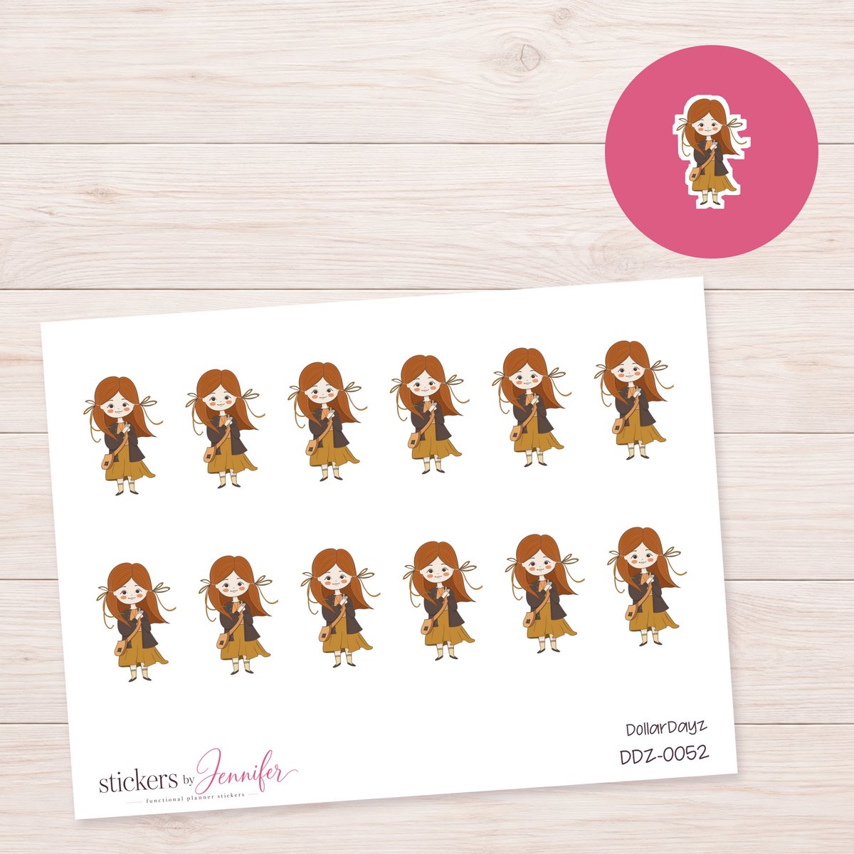 Girl with Pets Planner Stickers | DDZ-0052