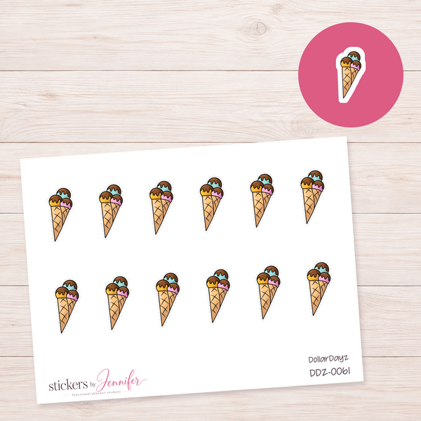 Ice Cream Cone Planner Stickers | DDZ-0061