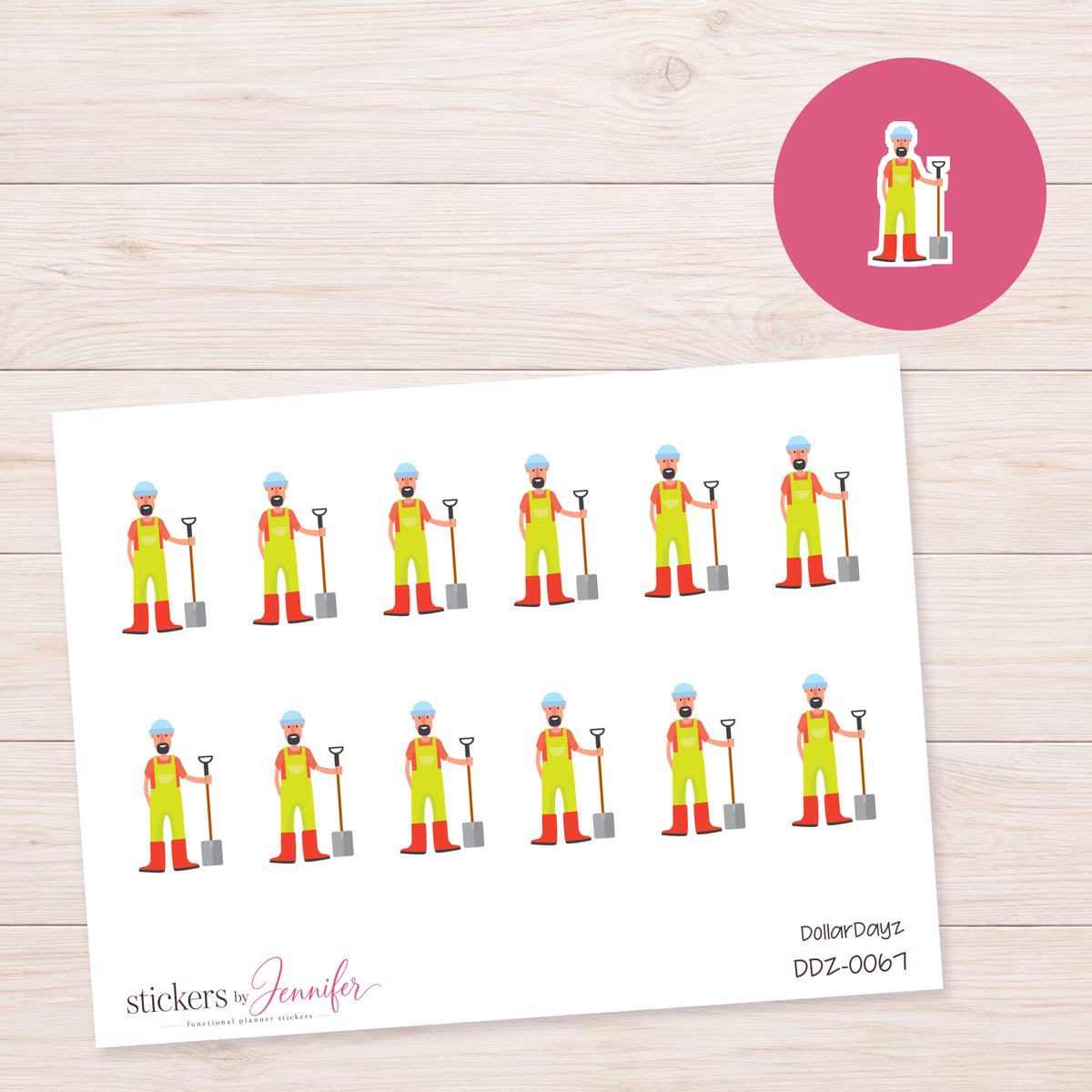 Gardener Character Planner Stickers | DDZ-0067