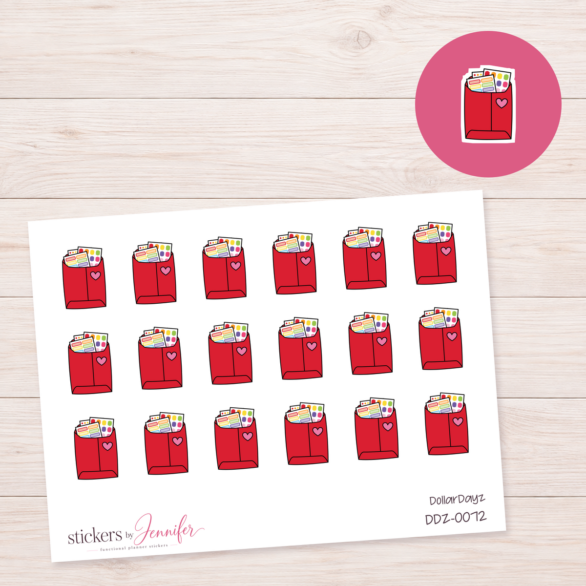 Red Happy Mail Planner Stickers | DDZ-0072