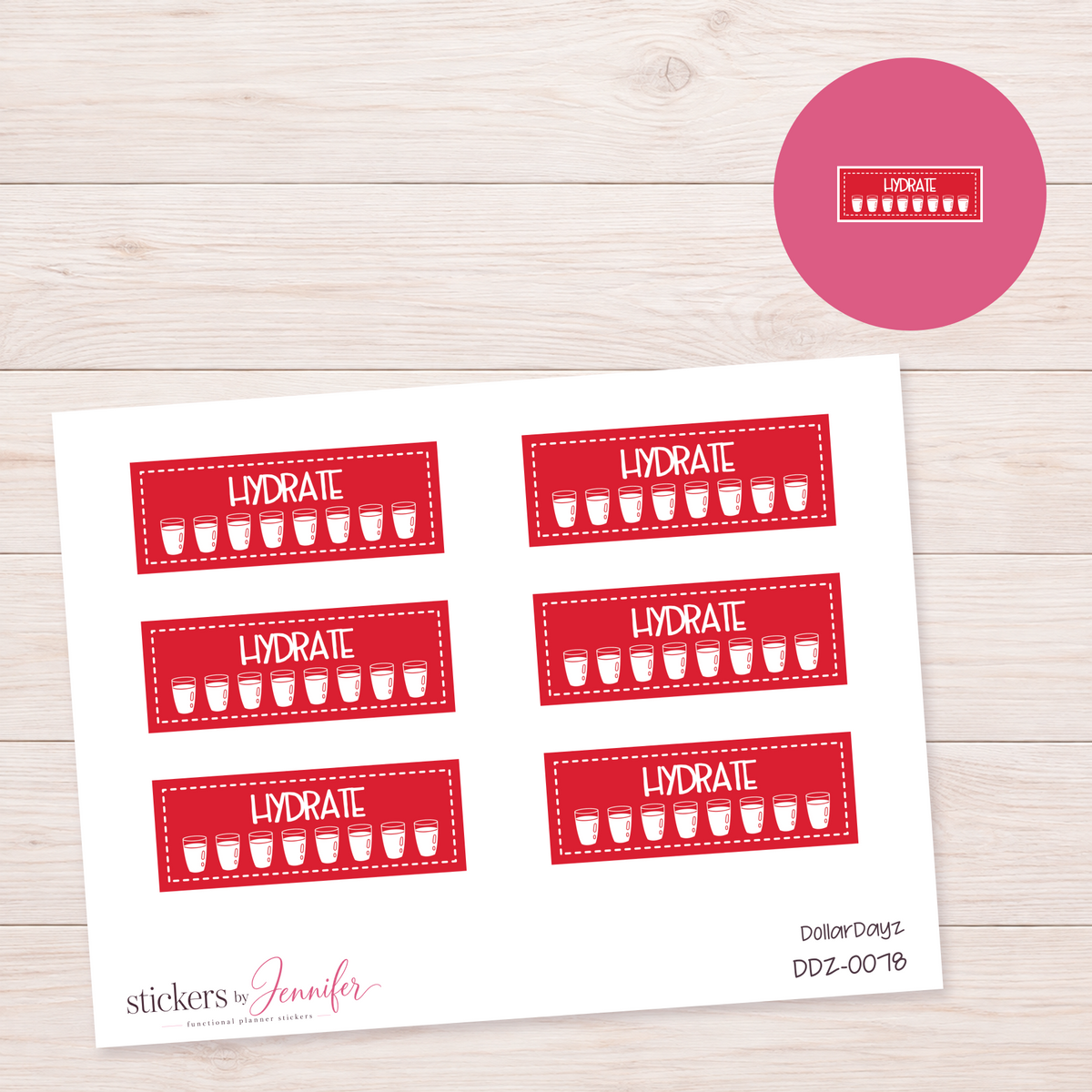 Red Hydrate Tracker Planner Stickers | DDZ-0078