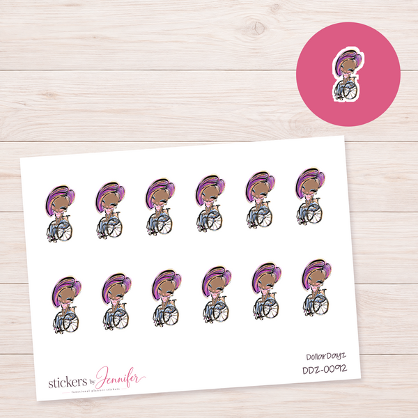 Wheelchair Girl Planner Stickers | DDZ-0092