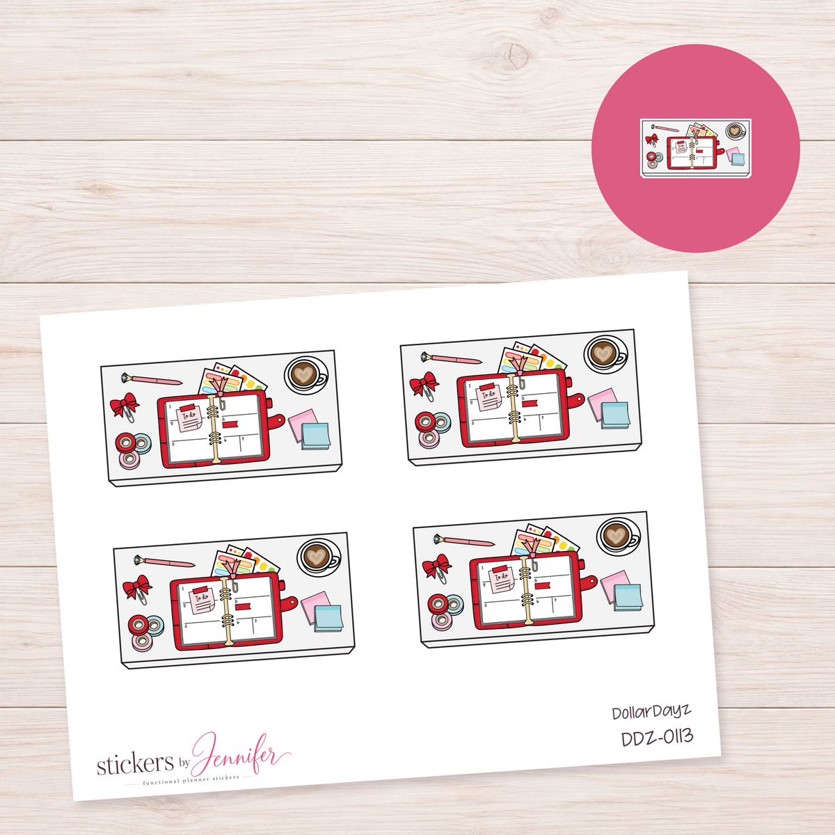 Planning Desk with Coffee Planner Stickers | DDZ-0113