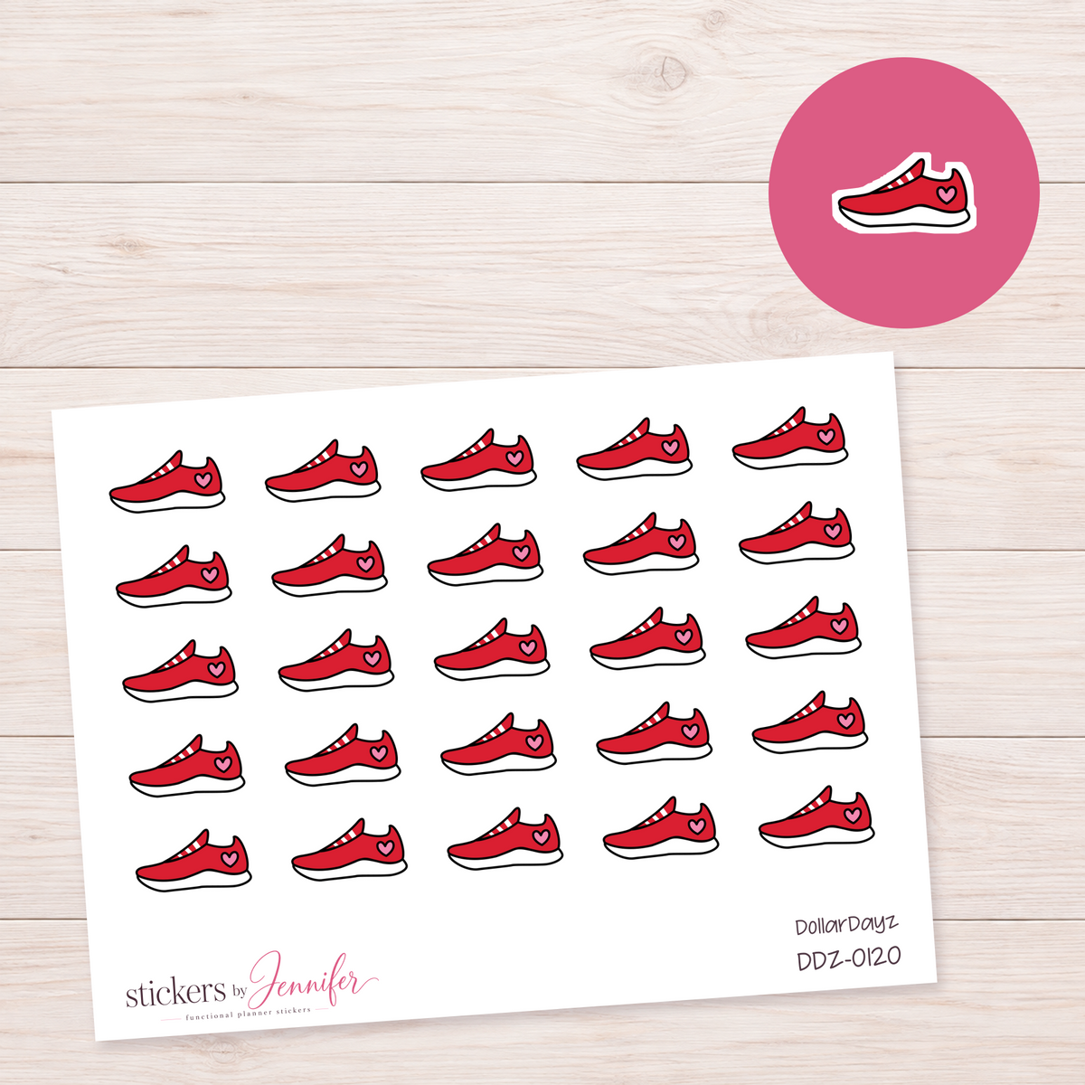 Red Heart Running Shoe Planner Stickers | DDZ-0120