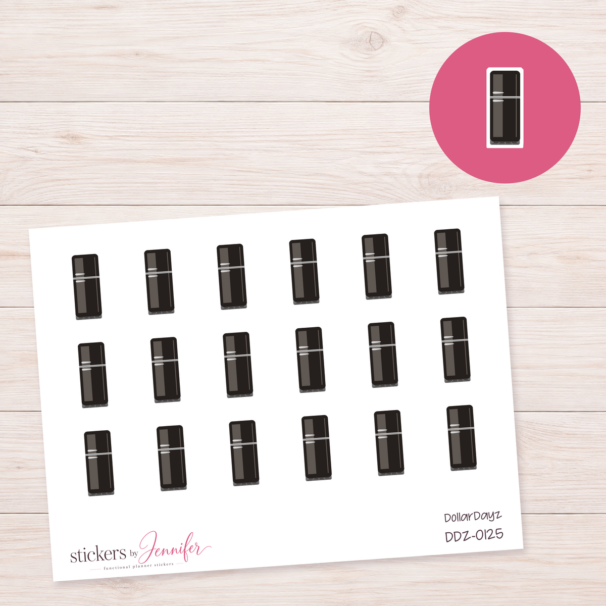 Black Refrigerator Planner Stickers | DDZ-0125