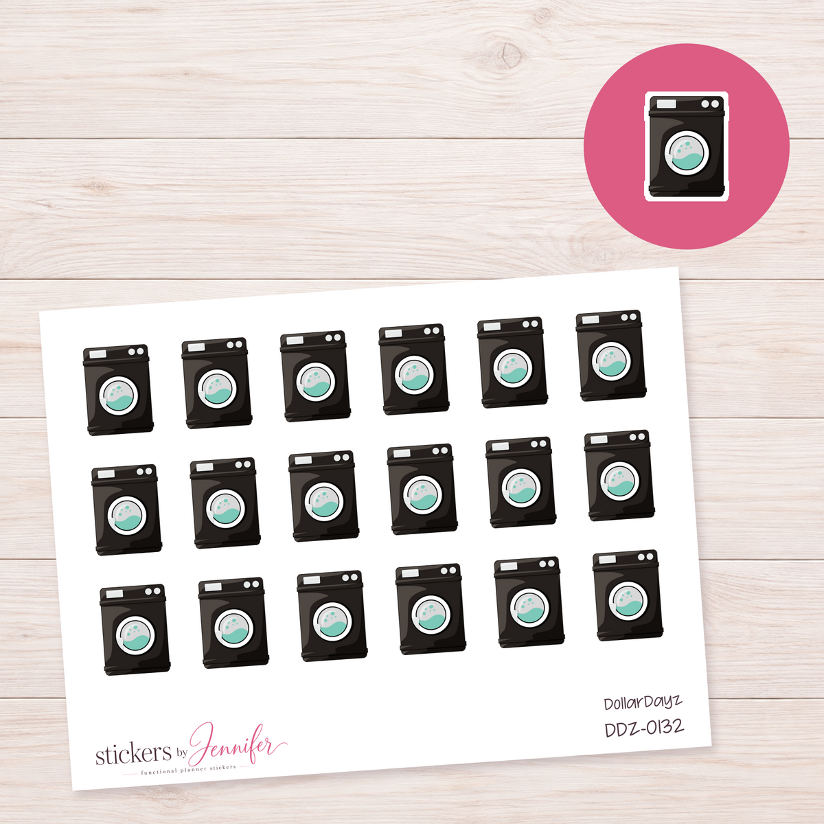 Black Washing Machine Planner Stickers | DDZ-0132