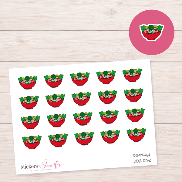 Red Salad Bowl Planner Stickers | DDZ-0133