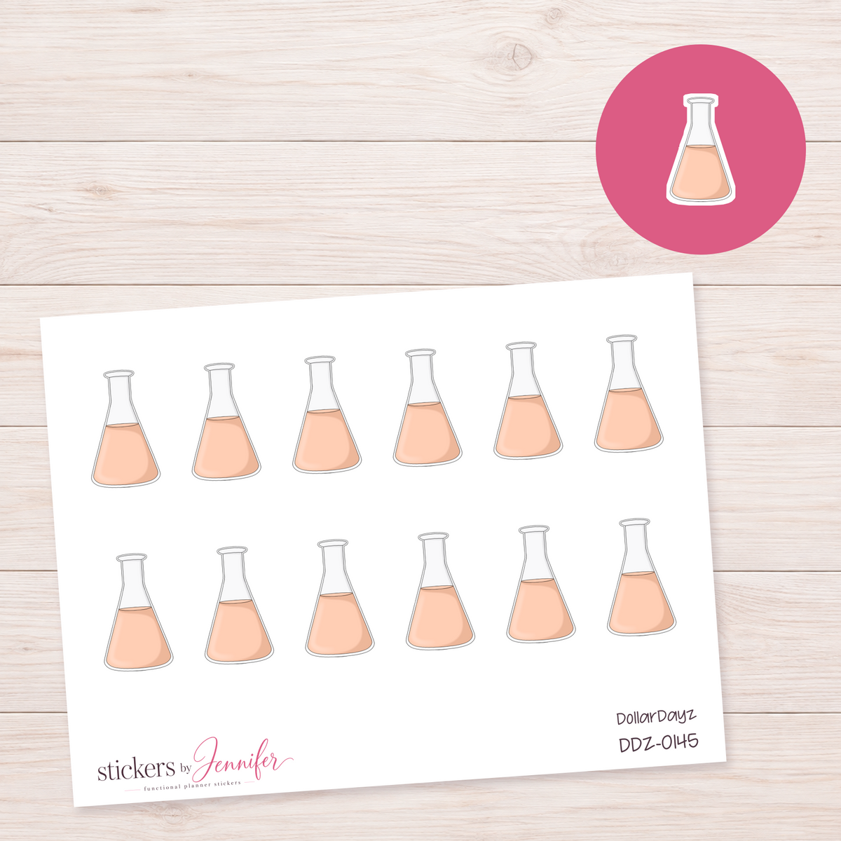 Peach Science Flask Planner Stickers | DDZ-0145
