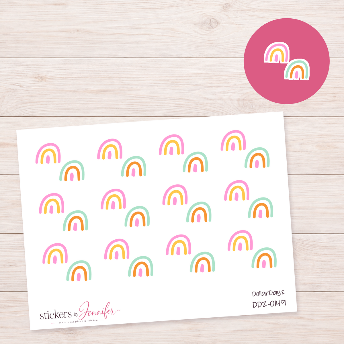 Pastel Rainbow Pair Planner Stickers | DDZ-0149