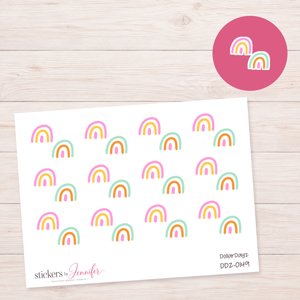 Pastel Rainbow Pair Planner Stickers | DDZ-0149