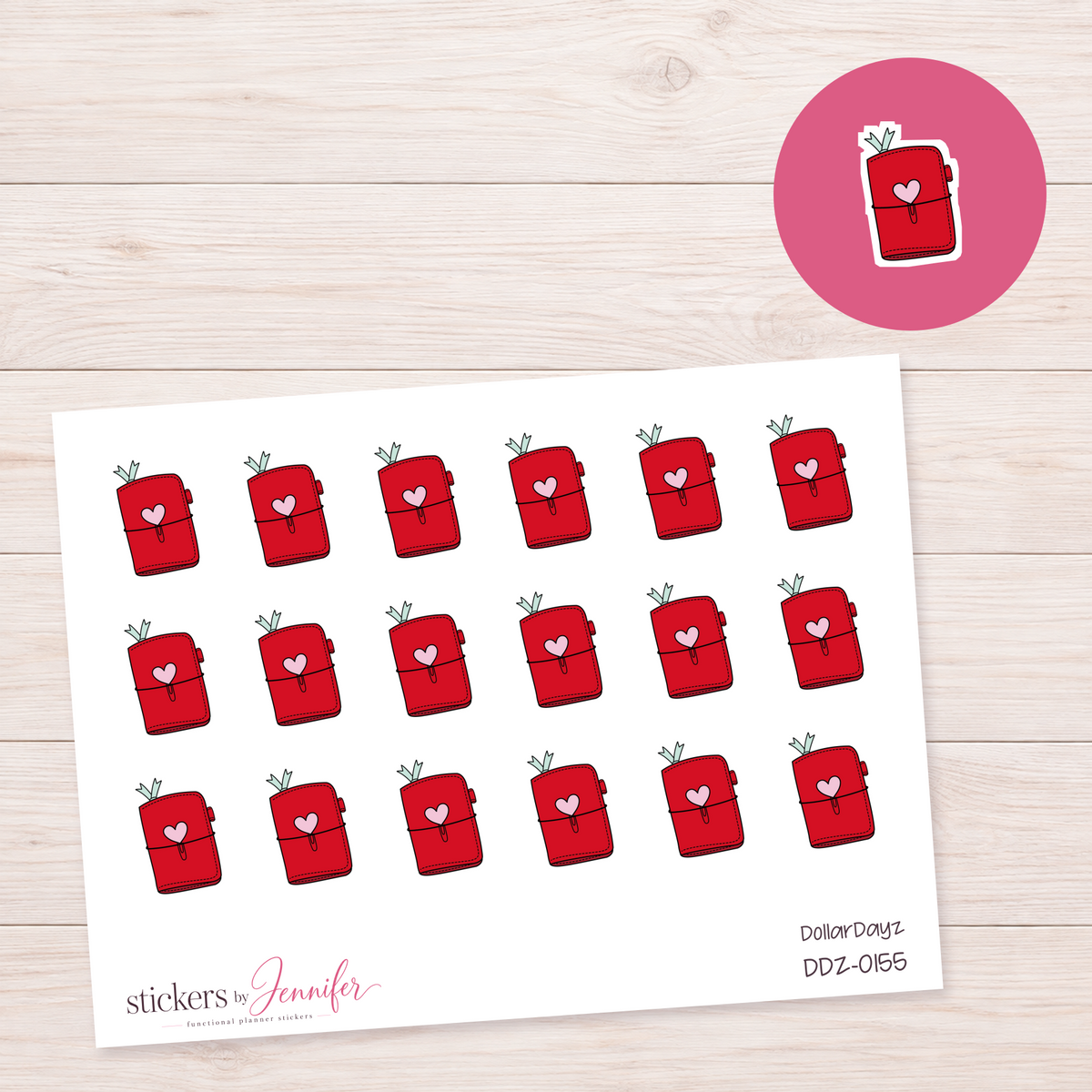 Red Travel Journal Planner Stickers | DDZ-0155
