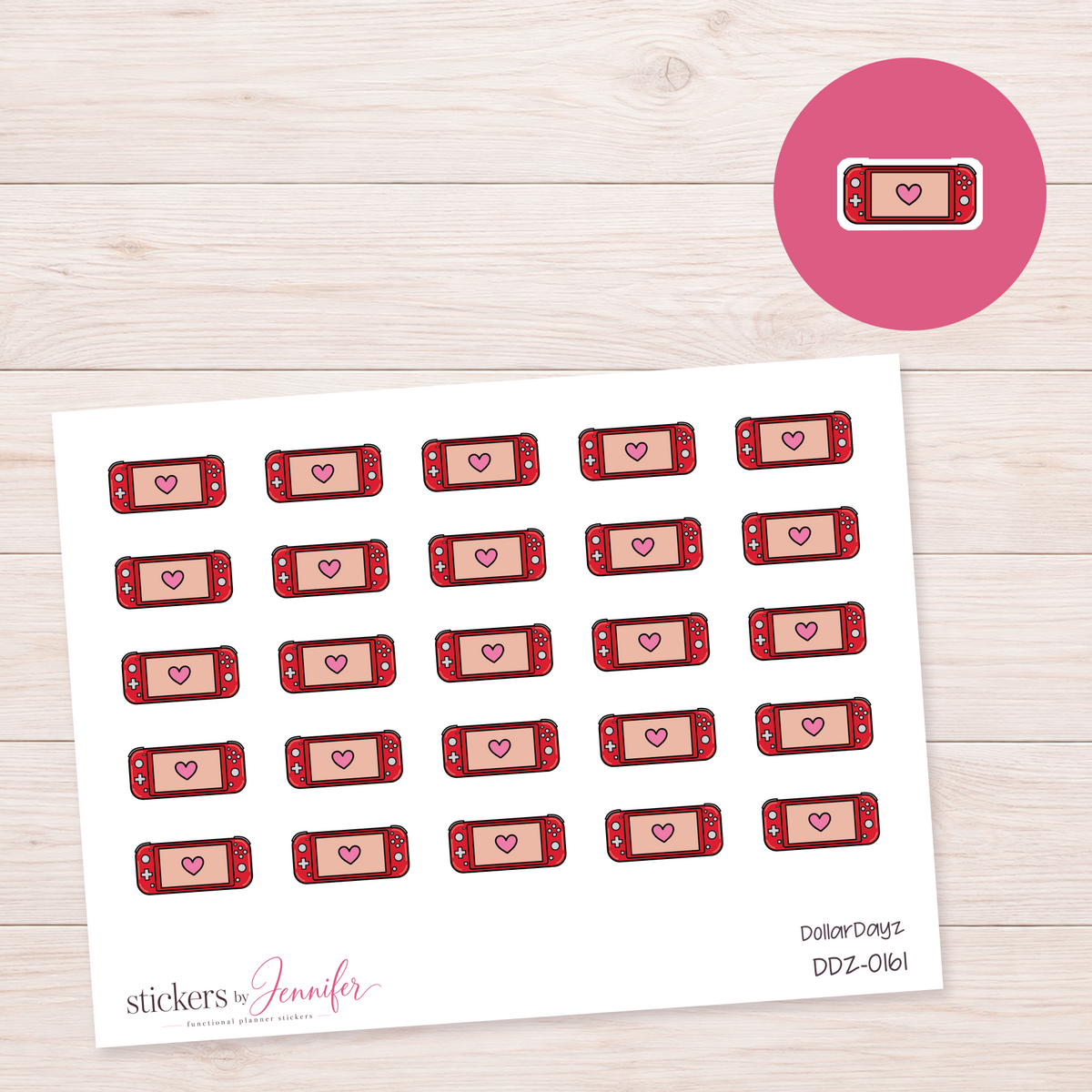 Red Handheld Game Console Planner Stickers | DDZ-0161