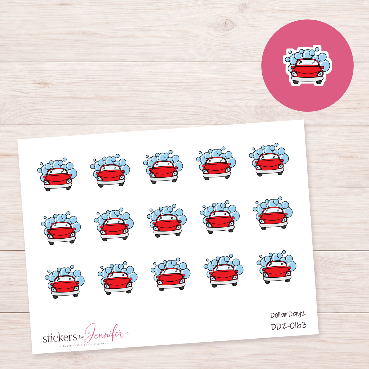 Red Car Wash Planner Stickers | DDZ-0163