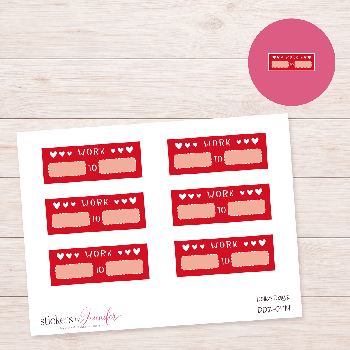 Red Work Shift Label Planner Stickers | DDZ-0174