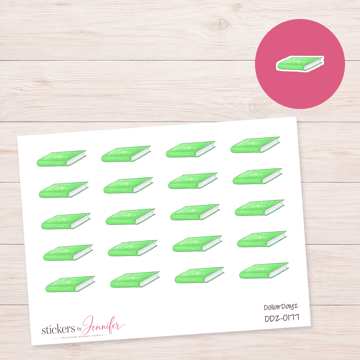 Green School Book Planner Stickers | DDZ-0177