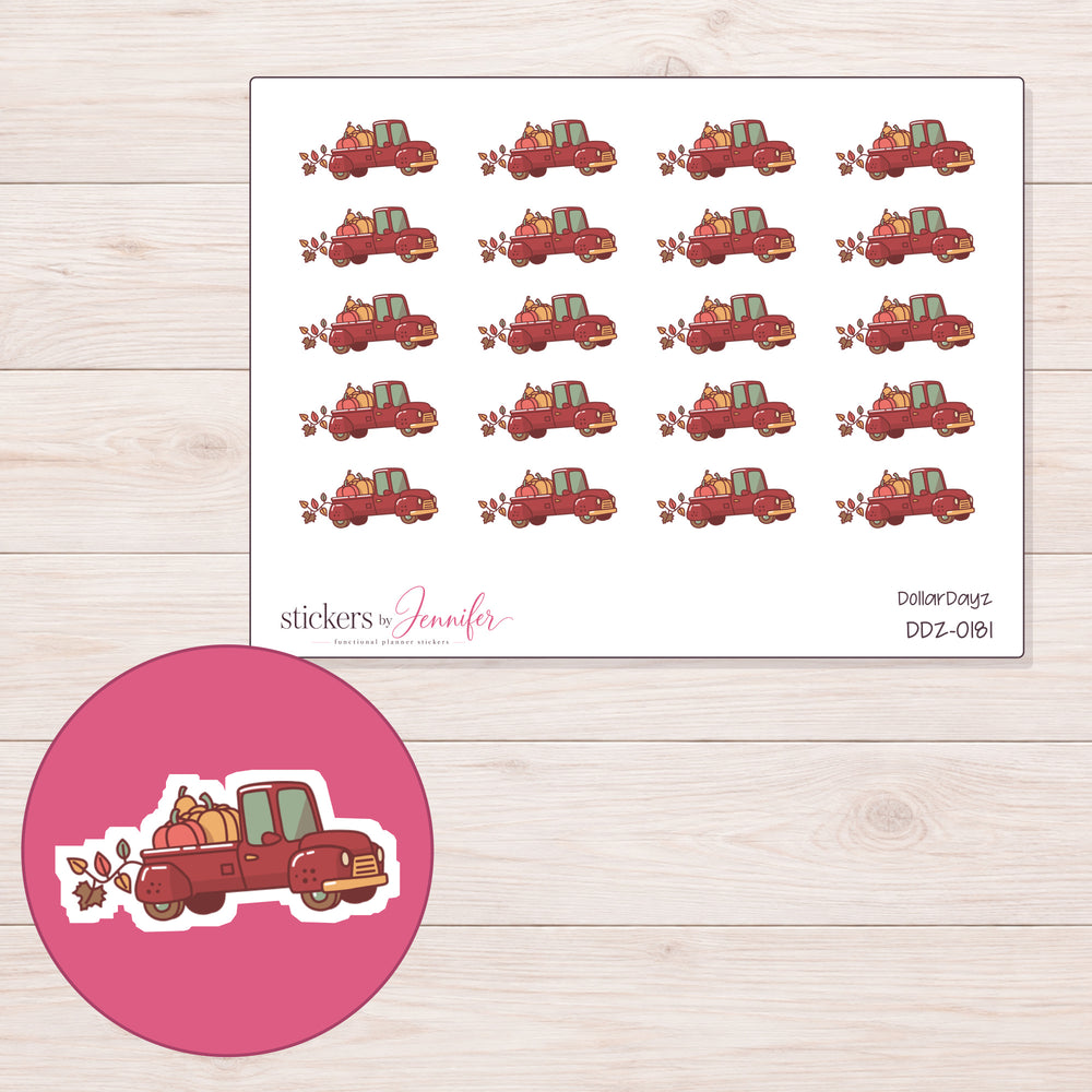 Autumn Pumpkin Truck Planner Stickers | DDZ-0181
