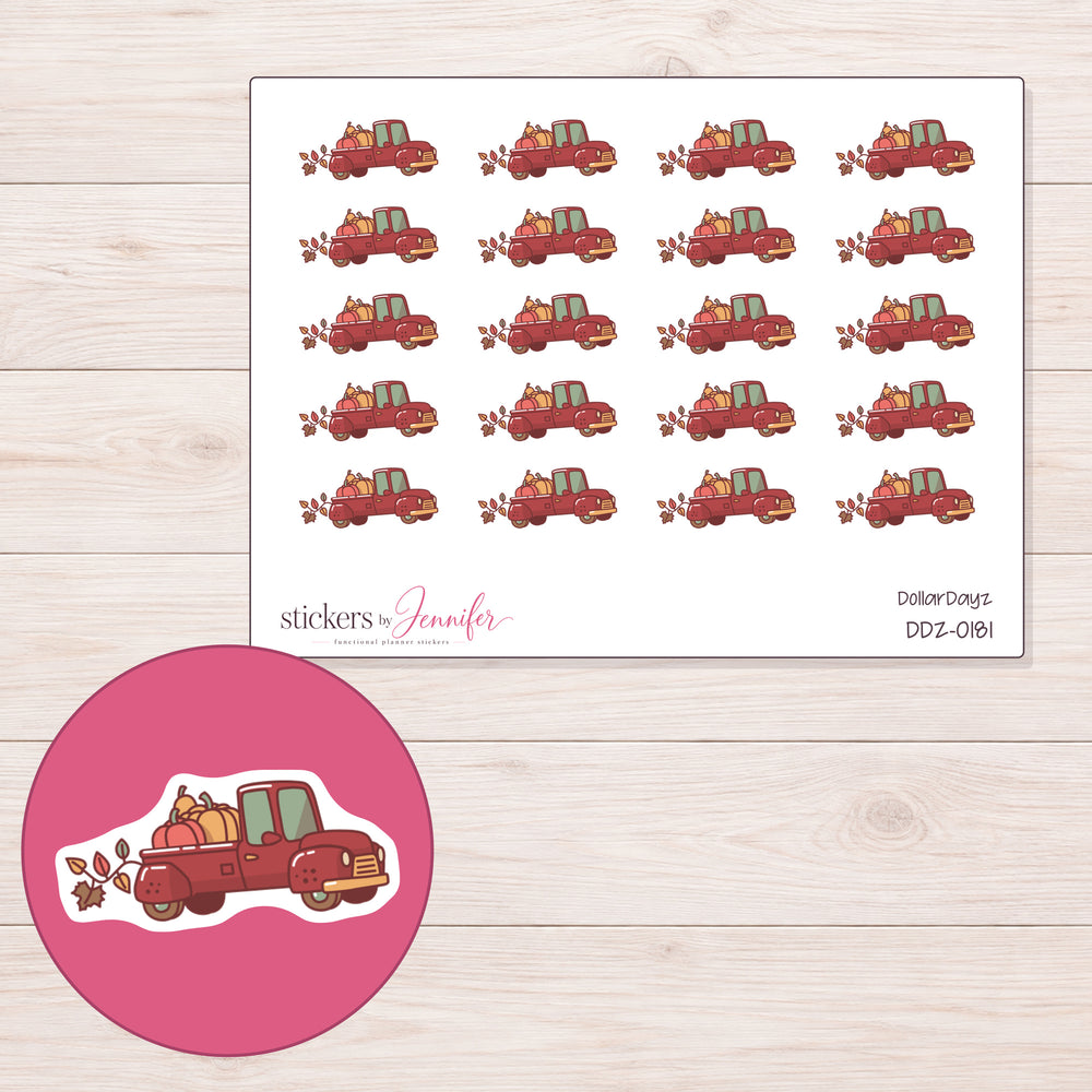 Autumn Pumpkin Truck Planner Stickers | DDZ-0181