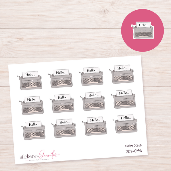 Hello Typewriter Planner Stickers | DDZ-0186