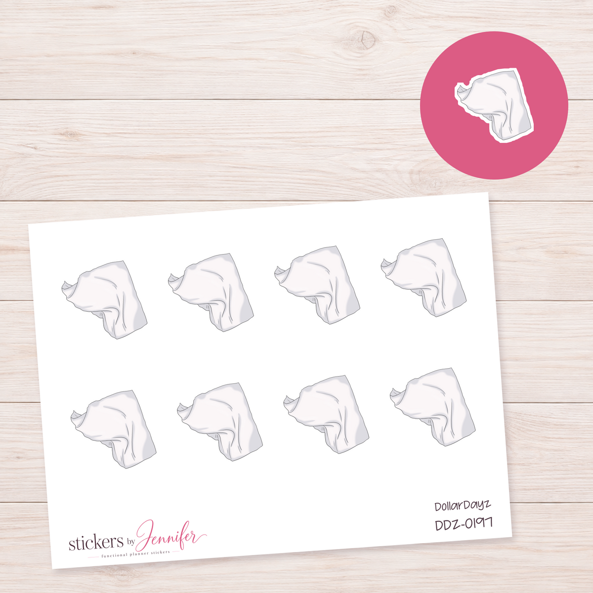 White Cleaning Cloth Planner Stickers | DDZ-0197
