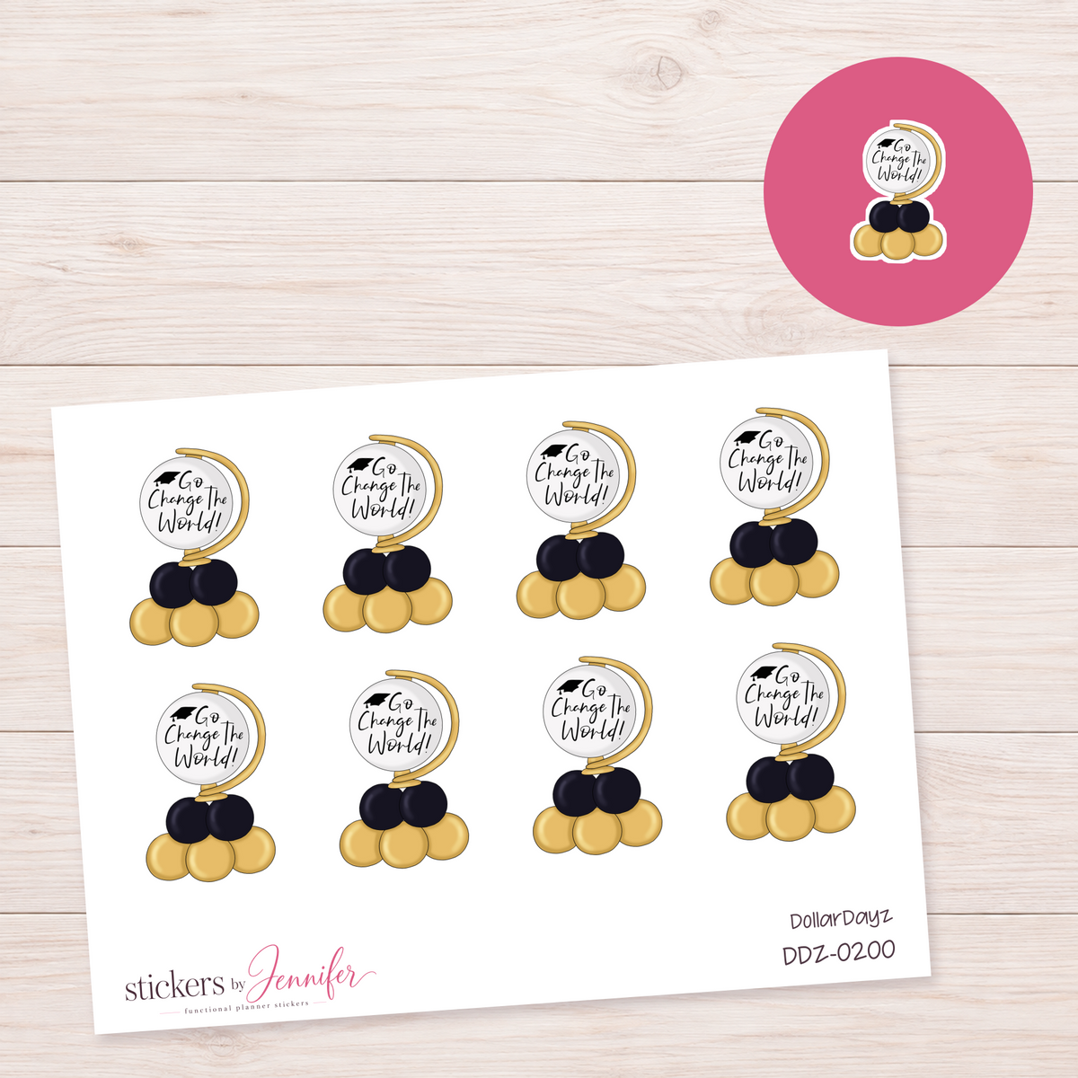 Graduation Globe Planner Stickers | DDZ-0200