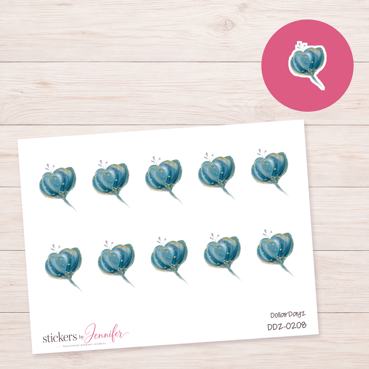 Blue Flower Planner Stickers | DDZ-0208